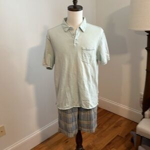 True Grit light blue short sleeve knit polo shirt, size L